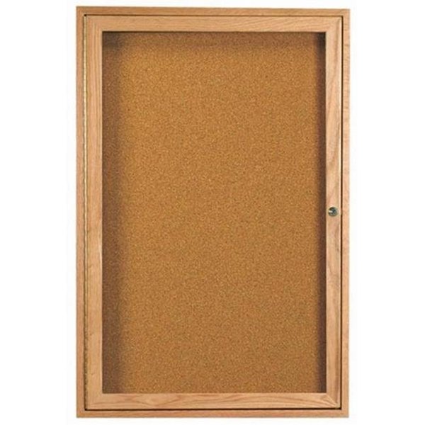 Aarco Aarco Products OBC3624R 1-Door Enclosed Bulletin Board - Oak OBC3624R